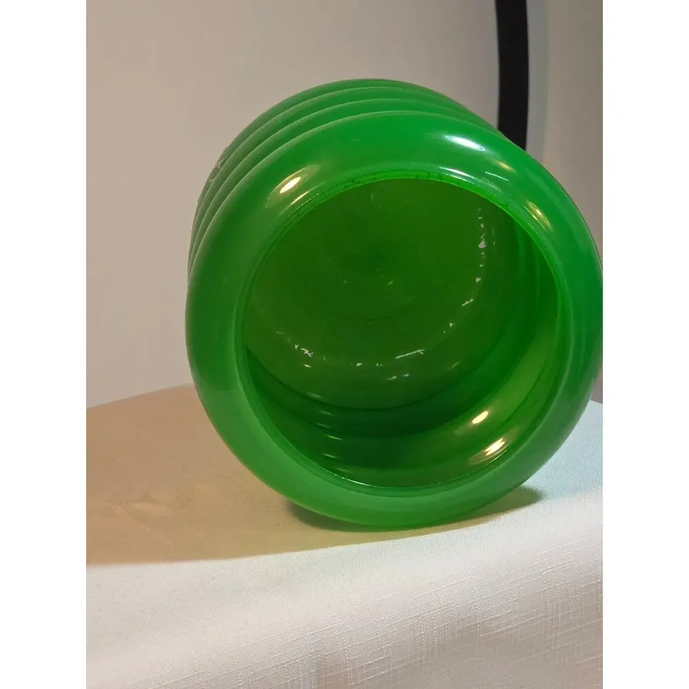 Anne Nilsson Green Ribbed Art Glass Vase Scandinavian Modern Designer Decor